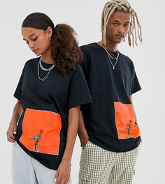 Футболка с цветочной вышивкой Reclaimed Vintage Unisex - Черный