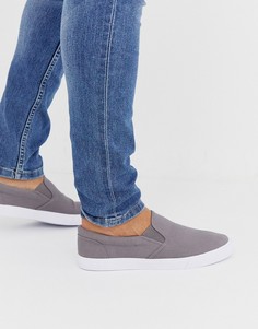 Серые парусиновые кеды-слипоны ASOS DESIGN - Серый