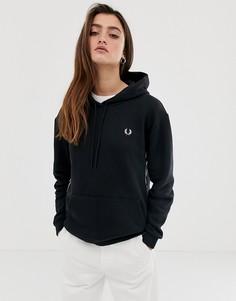 Свитшот с капюшоном и отделкой лентой Fred Perry - Черный