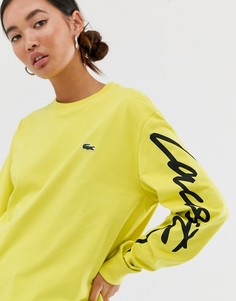 Лонгслив унисекс с логотипом-надписью Lacoste Live - Желтый