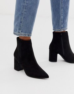 Черные ботинки из искусственной замши с острым носом New Look - Черный