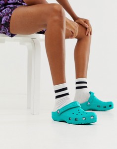 Сине-зеленые классические шлепанцы Crocs - Синий