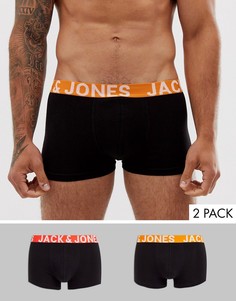 Набор из 2 боксеров-брифов с контрастным поясом Jack & Jones - Черный