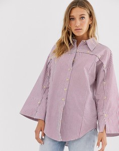 Рубашка в полоску с деревянными пуговицами ASOS WHITE - Мульти