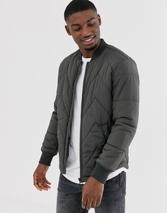Серая дутая куртка Jack & Jones Premium - Зеленый