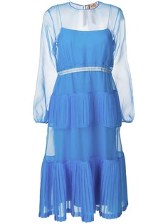 Nº21 платье с полупрозрачными рукавами и плиссированными оборками