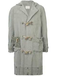 Greg Lauren однобортное пальто с капюшоном