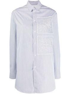 Jil Sander рубашка в полоску с цветочной вышивкой
