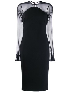 Victoria Beckham приталенное платье с прозрачными рукавами