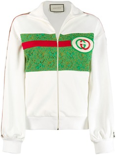 Gucci спортивная куртка с кружевными вставками и логотипом