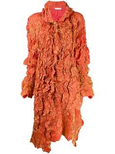 Issey Miyake Pre-Owned пальто с эффектом металлик длины миди