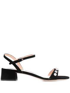 Miu Miu SANDAL SUEDE FLAT W/KRYSTAL 35