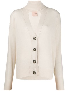 Nude knitted turtle neck cardigan