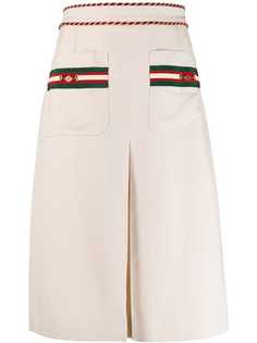 Gucci юбка миди с пряжками Horsebit и логотипом Interlocking G
