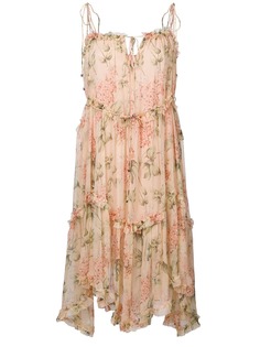 Zimmermann асимметричное платье с цветочным принтом