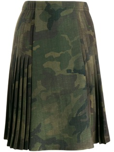 Ermanno Scervino pleated camouflage print skirt