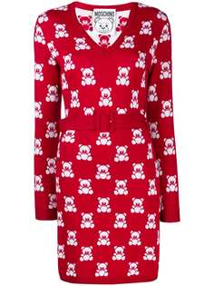 Moschino жаккардовое платье Teddy Bear с поясом