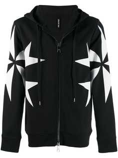 Neil Barrett cross print zip-up hoodie