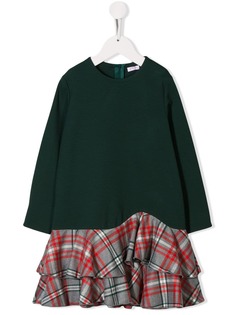 Il Gufo asymmetric tartan hem dress