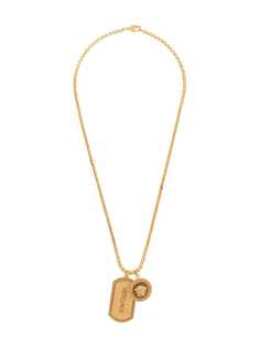 Versace Medusa and logo charm necklace