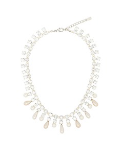 Alessandra Rich pearl drop crystal necklace