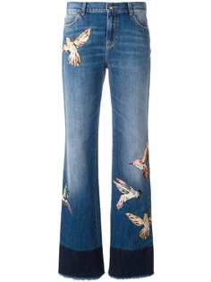Red Valentino джинсы с заплатками в виде птиц