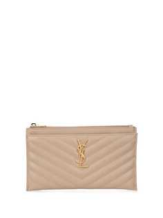 Saint Laurent стеганый клатч с декором Monogram