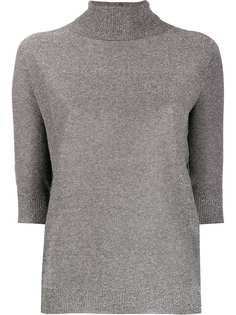 D.Exterior lamé turtleneck jumper