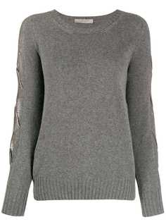 D.Exterior metallic print sleeve jumper