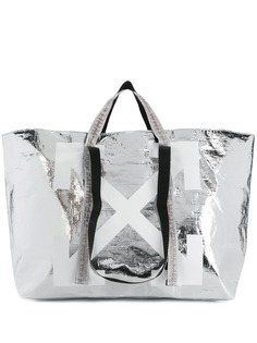Off-White сумка-тоут с логотипом и эффектом металлик