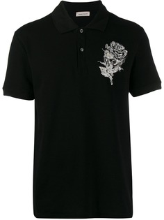 Alexander McQueen rose embroidery polo shirt