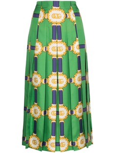 Gucci плиссированная юбка с логотипом