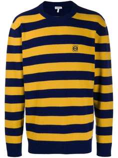Loewe striped embroidered logo knitted sweater