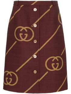 Gucci logo pattern knee-length skirt