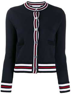 Thom Browne кардиган в рубчик с контрастной отделкой