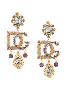 Dolce & Gabbana серьги-подвески с кристаллами и логотипом