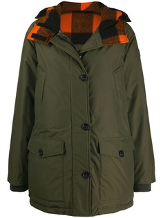 Woolrich короткая парка в клетку с капюшоном