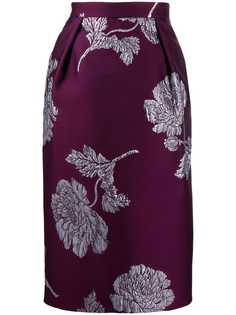 Alexander McQueen жаккардовая юбка-карандаш с цветочным узором