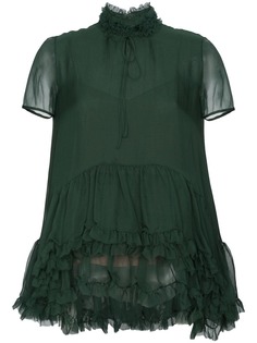 Rochas Silk Ruffle Hem Blouse