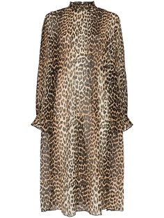 Ganni платье миди с леопардовым принтом