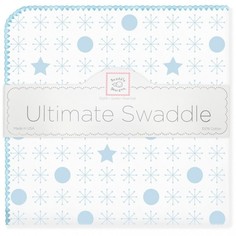 Фланелевая пеленка для новорожденного SwaddleDesigns Swaddle Ultimate Jax & Stars Blue, цвет: белый, голубой