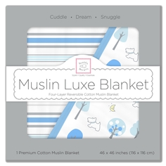 Одеяло муслиновое SwaddleDesigns Luxe Blue Forest, голубой