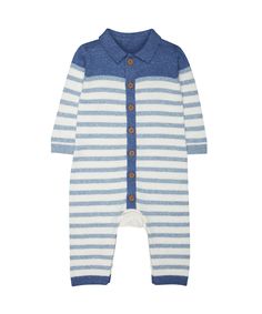 Комбинезон вязаный, голубой в полоску Mothercare