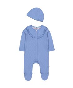 Комбинезон с оборками и шапочка в комплекте, голубой Mothercare