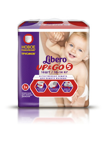 Трусики-подгузники LIBERO Up&Go Maxi+ BaRu (5) 10-14 кг, 16 шт.