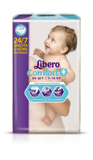 Подгузники LIBERO Comfort Maxi BaRu (4) 7-14 кг, 80 шт.