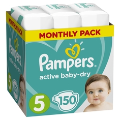 Подгузники PAMPERS Active Baby-Dry Junior (11-18 кг), 150 шт.