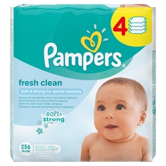Влажные салфетки PAMPERS Fresh Clean, сменный блок, 4х64 шт.