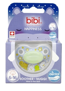 Пустышка bibi Premium Dental силикон светящаяся в темноте 6-16 мес. Happiness Glow in the Dark