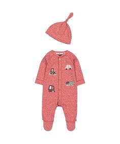 Комбинезон "Грузовички" и шапочка в комплекте, красный Mothercare
